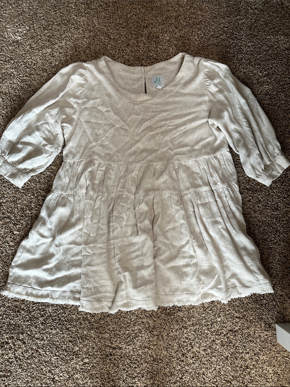 Light Cream Tiered Long-Sleeve Tunic Top